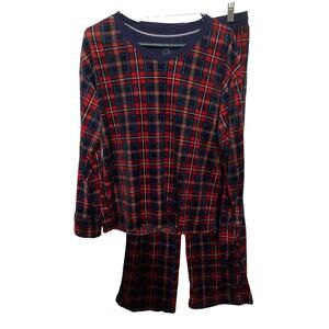 Nautica Women's Pajama Set S/P/CH Blue Red Plaid Soft Lounge Wear